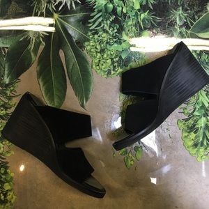 Faryl Robin x Free People Black Suede Wedge Mules